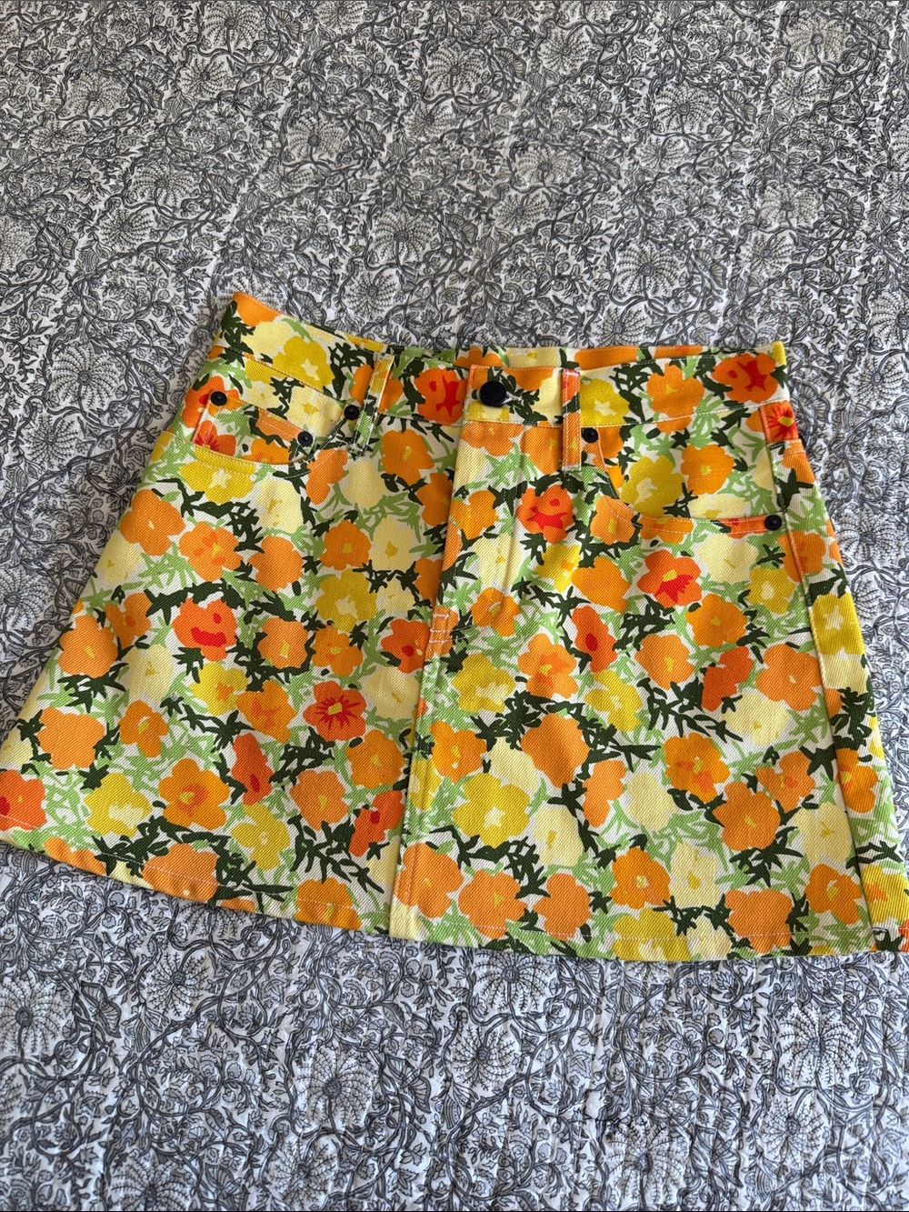 Simon Miller Floral Mini Skirt in Yellow & Orange